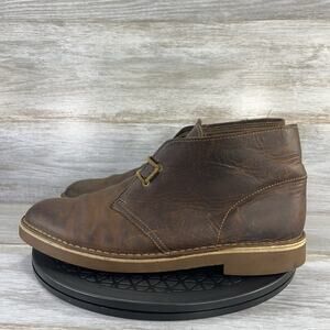 Clarks Mens Bushacre Brown Leather High Top 2 Eye Lace Up Chukka Boots Size 10